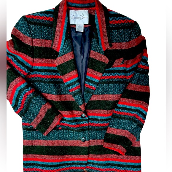VTG Lawrence Bruce Southwest Aztec Wool Blend Lined Blanket Blazer Jacket Sz 12 - Picture 1 of 11